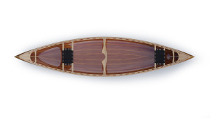 wooden canoe, touring open canoe, top