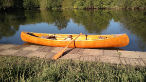 wooden canoe, touring open canoe, situation